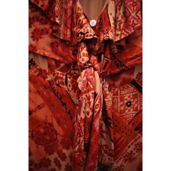 Free People OB1563474 Women's Sz S Primrose Combo Lennon Ruffle Maxi Dress - Picture 4 of 6